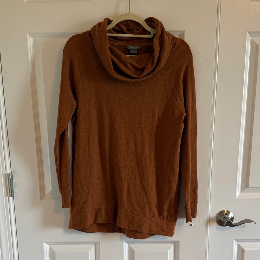 Natural Reflections Brown Cowl Neck Sweatshirt Size Small
